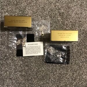 Sterling Silver Crystal Star and Teaddy Bear Necklaces